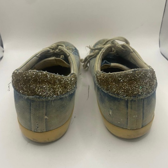 Golden Goose Dyed Blue Glitter Heel Sneakers Sz 39 (8.5) - Picture 5 of 8